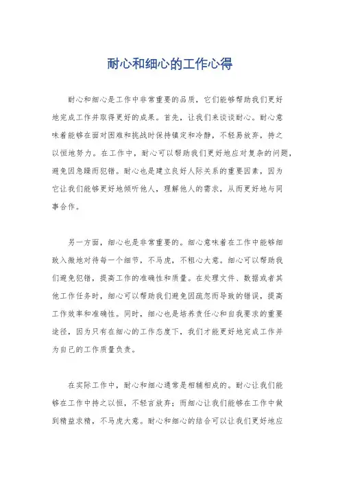 耐心和细心的工作心得