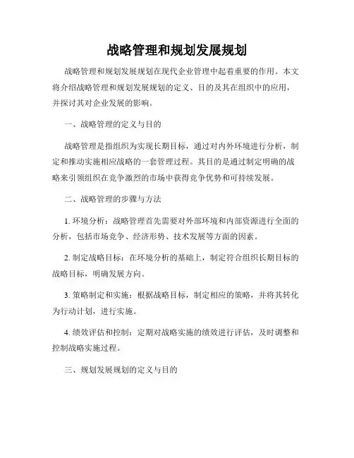 战略管理和规划发展规划