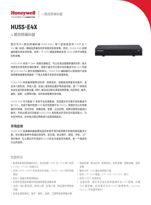 霍尼韦尔4路视频编码器HUSS-E4X说明书