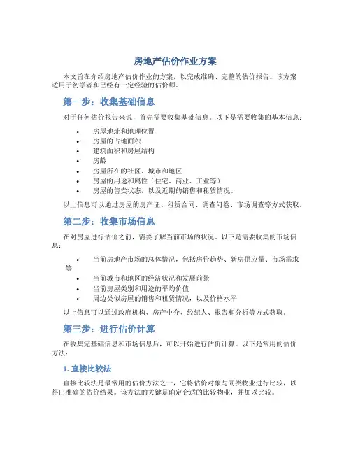 房地产估价作业方案
