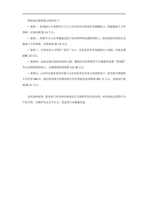 税收违法案例展示材料