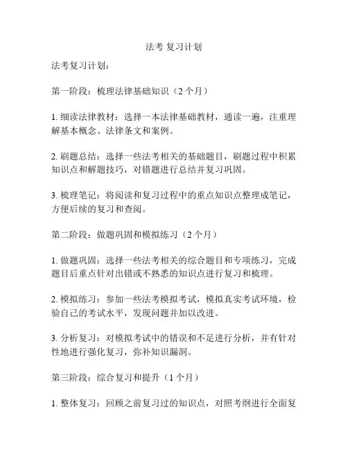法考 复习计划