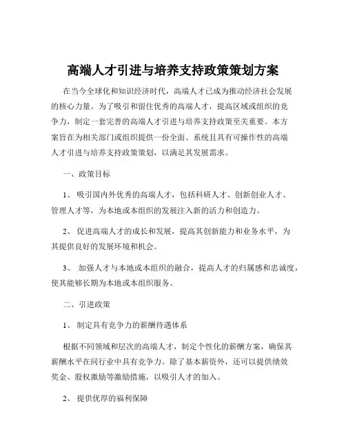 高端人才引进与培养支持政策策划方案