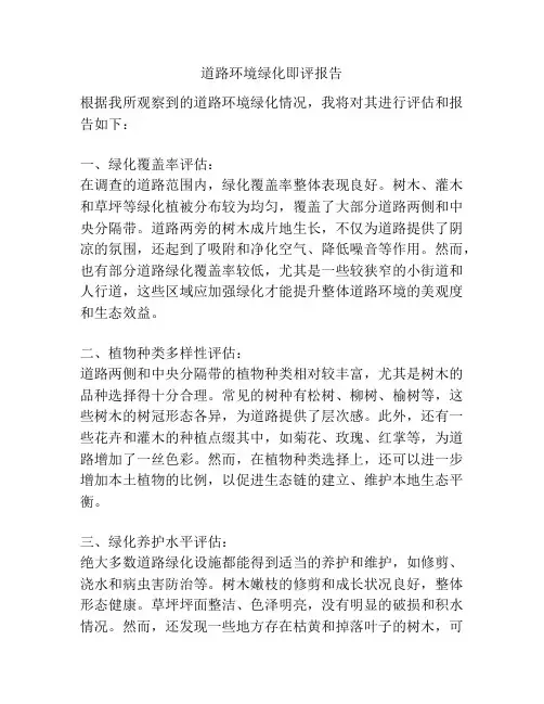 道路环境绿化即评报告