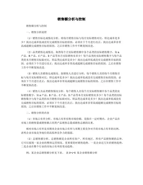 销售额分析与控制