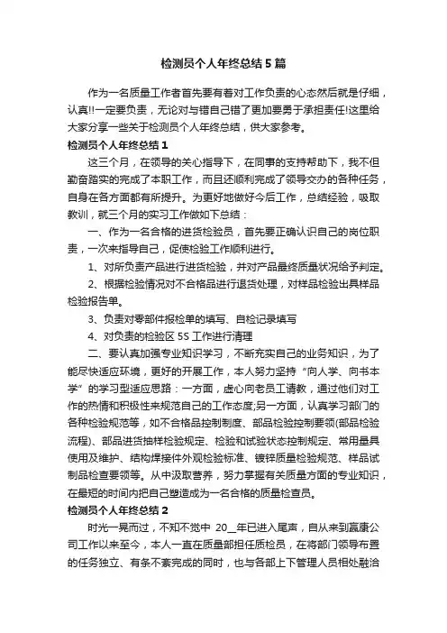 检测员个人年终总结5篇
