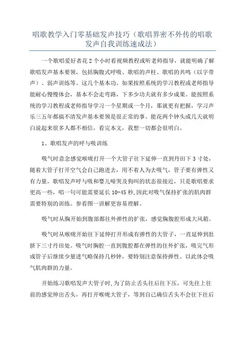 唱歌教学入门零基础发声技巧(歌唱界密不外传的唱歌发声自我训练速成法)