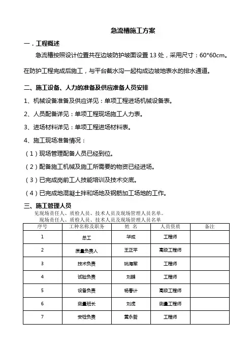 急流槽施工方案
