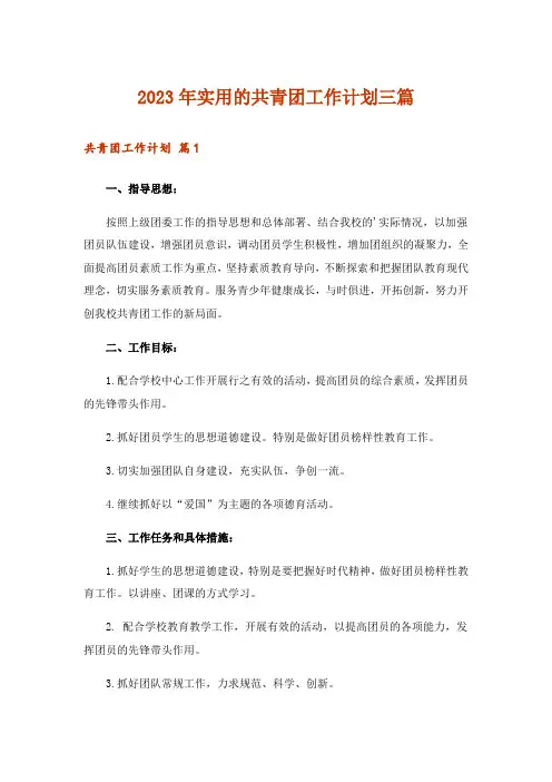 2023年实用的共青团工作计划三篇