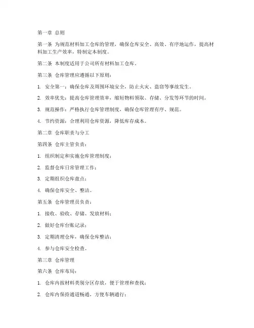 材料加工仓库管理制度范本