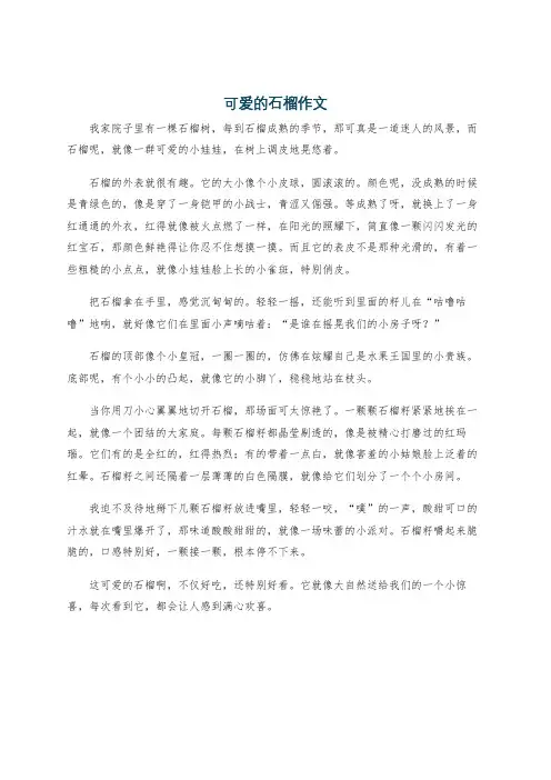 可爱的石榴作文