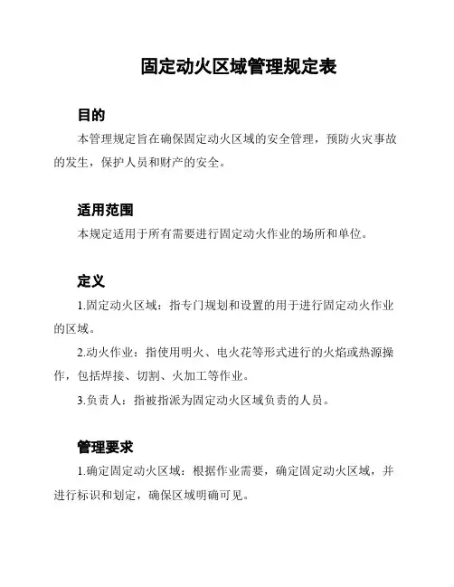 固定动火区域管理规定表