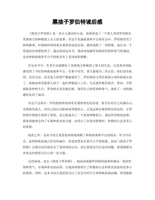 黑孩子罗伯特读后感