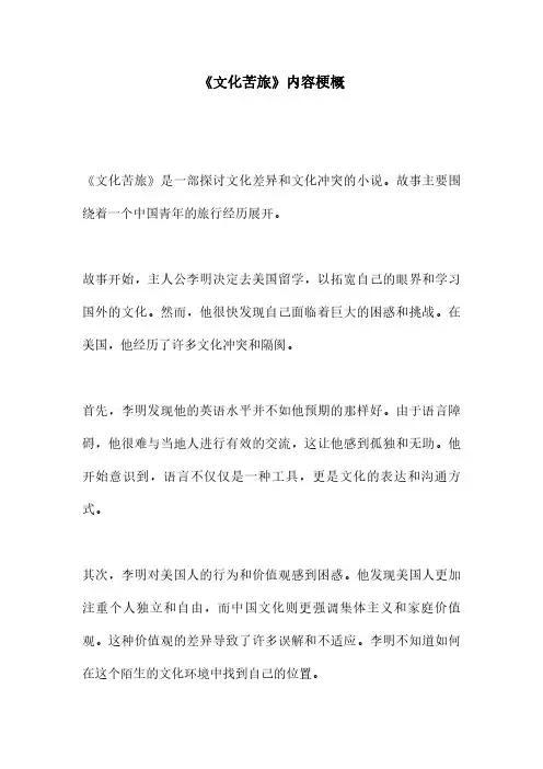《文化苦旅》内容梗概