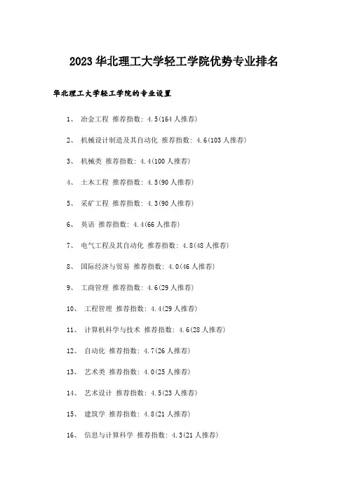 2023大学_华北理工大学轻工学院优势专业排名