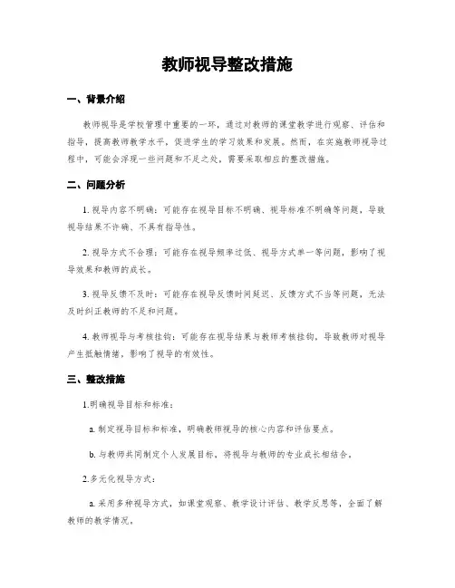 教师视导整改措施