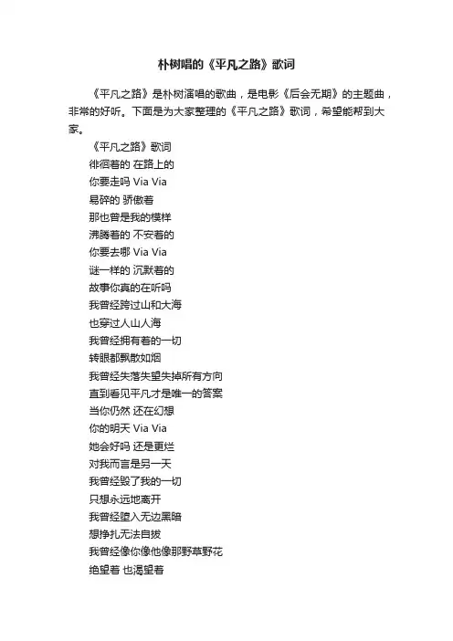 朴树唱的《平凡之路》歌词