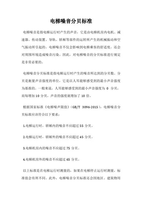 电梯噪音分贝标准