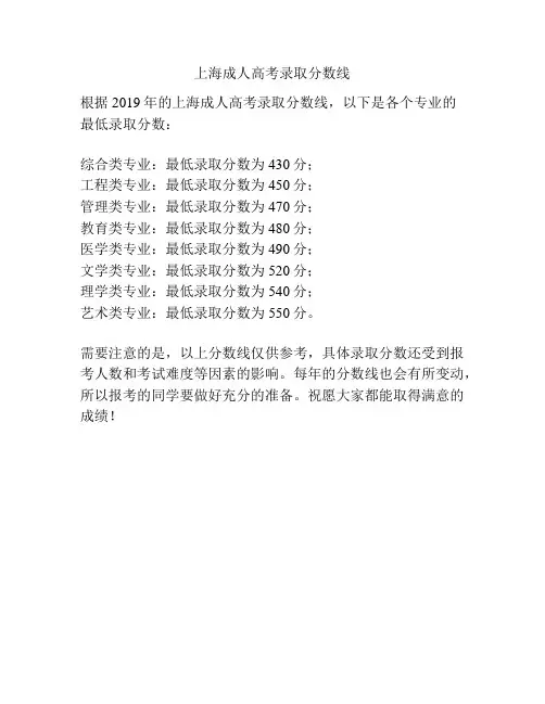 上海成人高考录取分数线