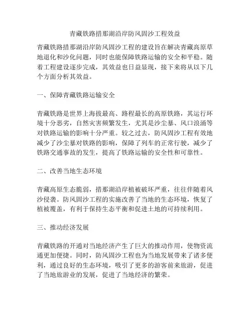青藏铁路措那湖沿岸防风固沙工程效益