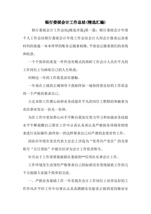 银行委派会计工作总结(精选汇编)