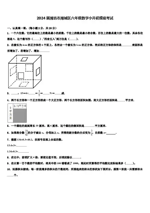 2024届潍坊市潍城区六年级数学小升初摸底考试含解析