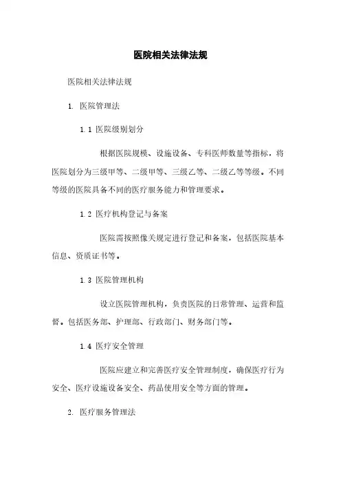 医院相关法律法规