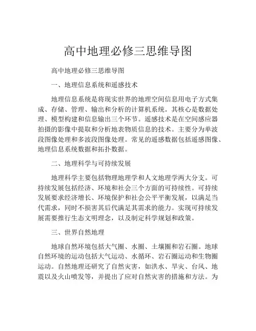 高中地理必修三思维导图