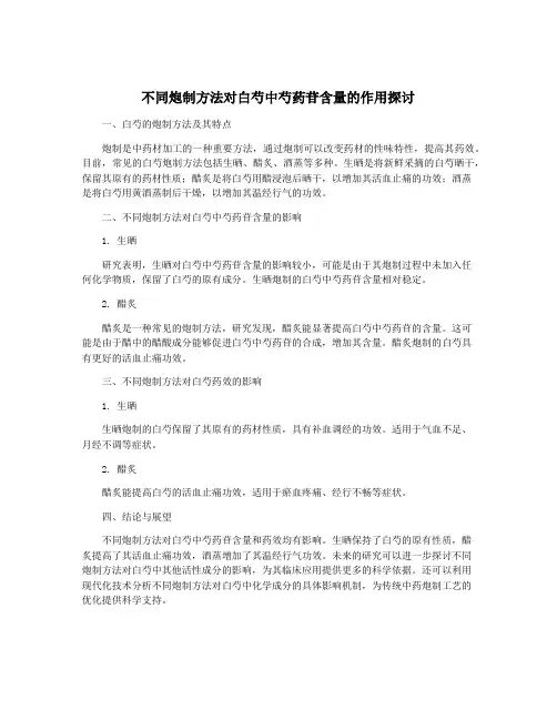 不同炮制方法对白芍中芍药苷含量的作用探讨