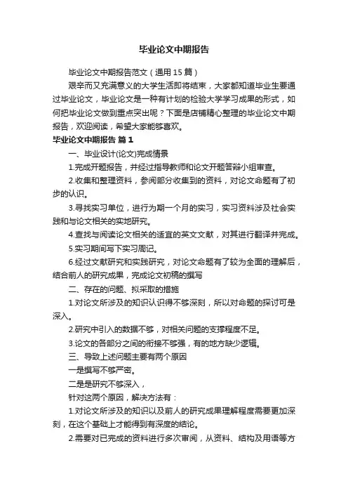 毕业论文中期报告