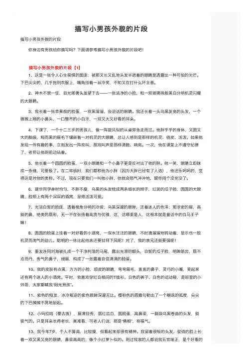 描写小男孩外貌的片段