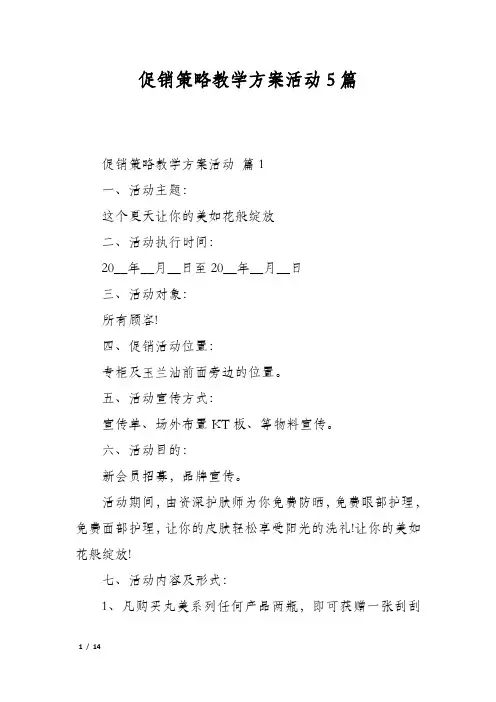 促销策略教学方案活动5篇