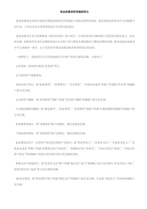 现金流量表附表怎么填列