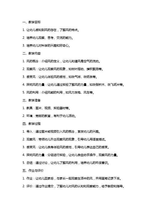 幼儿园大班科学《风的XX》教案