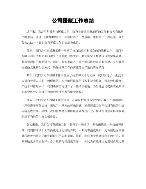 公司援藏工作总结