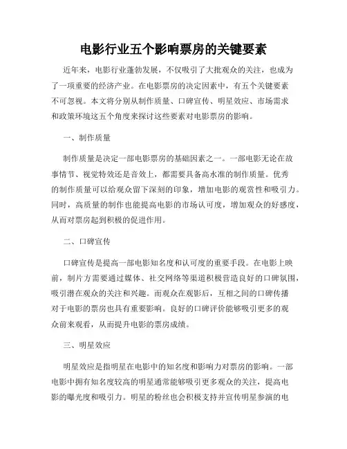 电影行业五个影响票房的关键要素