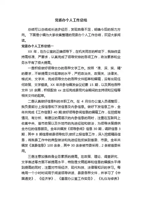 党委办个人工作总结