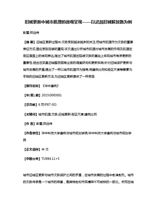 旧城更新中城市肌理的微观呈现——以武昌旧城解放路为例