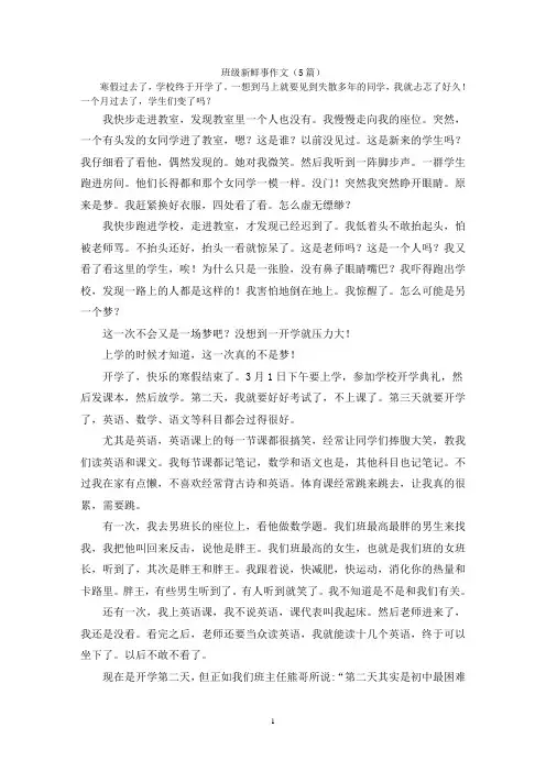 班级新鲜事作文(5篇)