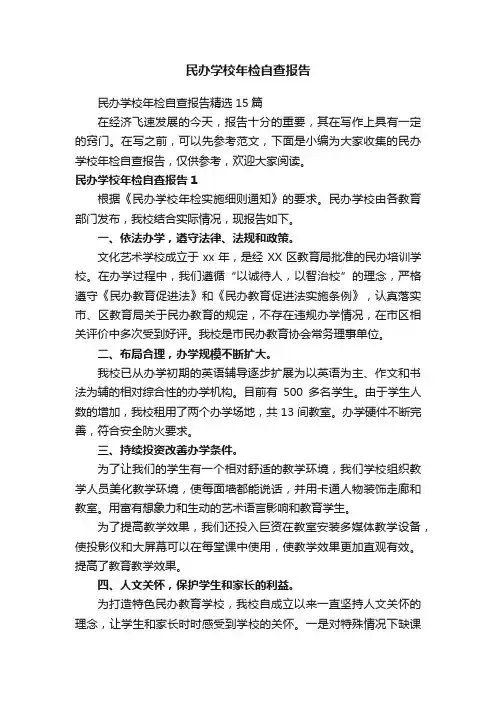 民办学校年检自查报告