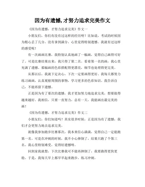 因为有遗憾,才努力追求完美作文