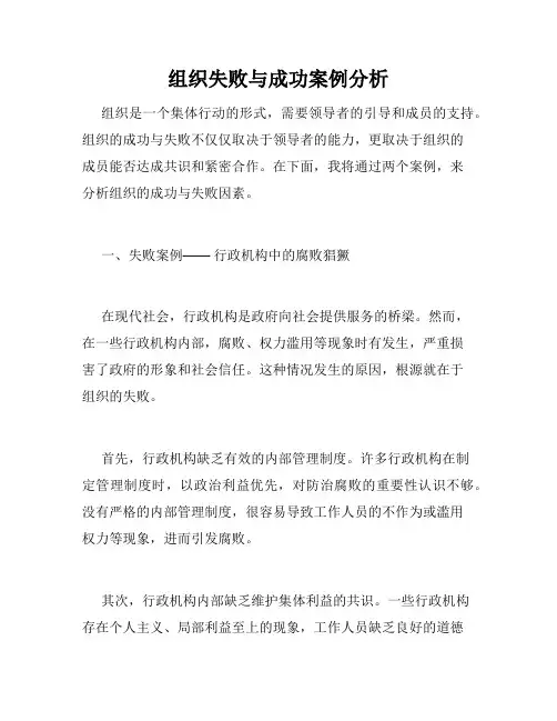 组织失败与成功案例分析