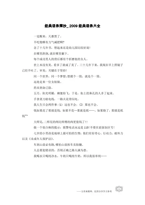 经典语录摘抄_2009经典语录大全