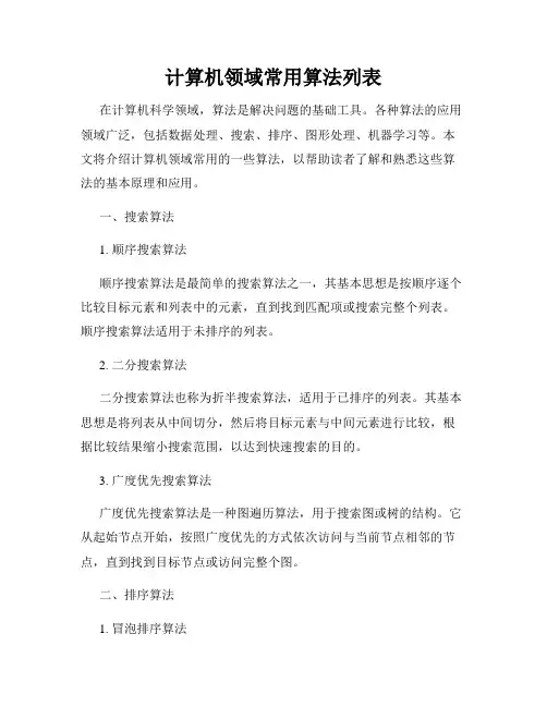 计算机领域常用算法列表
