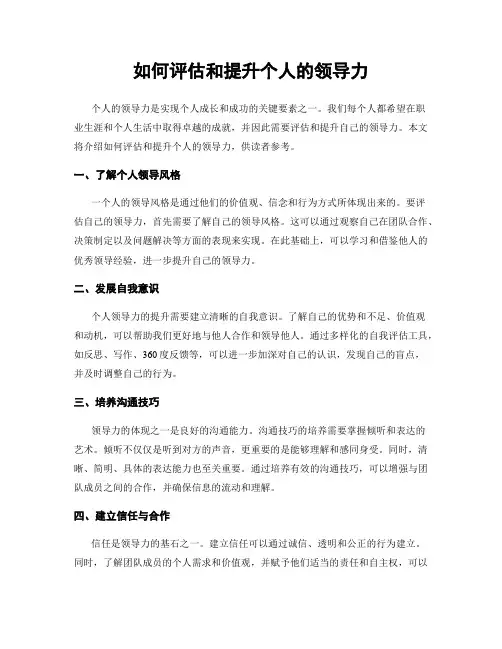 如何评估和提升个人的领导力
