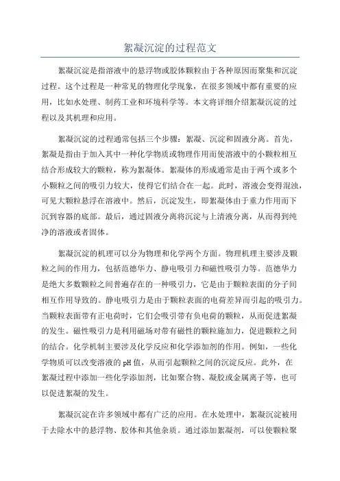 絮凝沉淀的过程范文