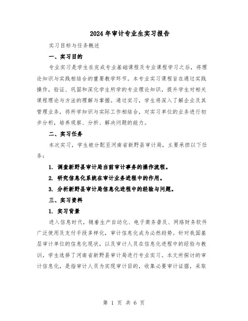 2024年审计专业生实习报告（3篇）