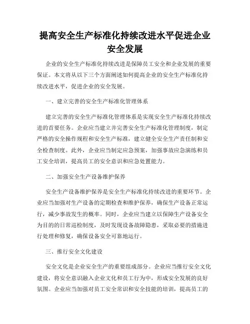 提高安全生产标准化持续改进水平促进企业安全发展