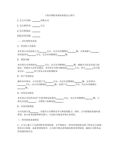 工商年报财务制度备案怎么填写