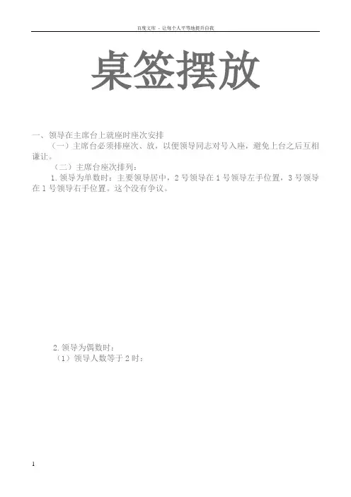 桌签席签摆放